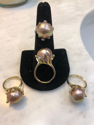 SALE***Riesenring Regenbogen Edison Perle Serling Silber verstellbar
