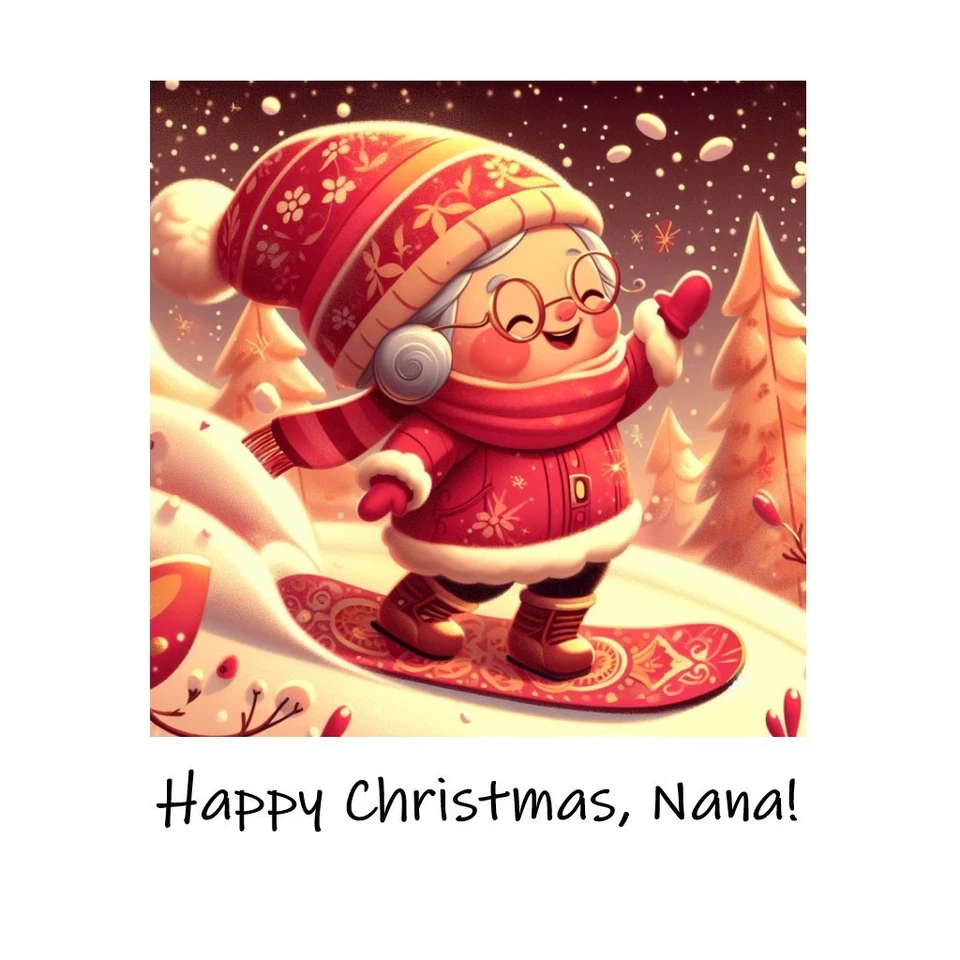 RUTH ART DESIGN Happy Christmas Nana! Love, Humour Greeting Card, blank inside +Envelope, New.