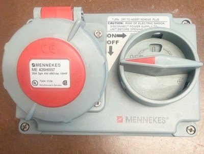 MENNEKES ME420HMI7, Interlock, 20A, 3PH, 4W, 480V, 10HP Horizontal Mount