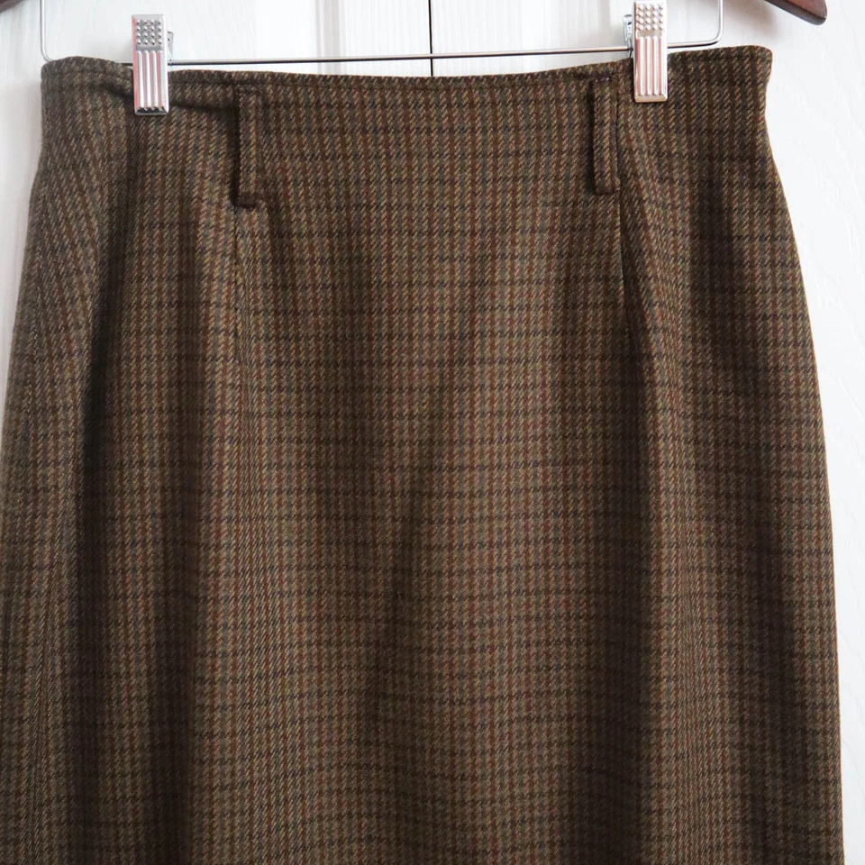 Nueva falda lápiz midi de pata de gallo de lana para mujer talla 10 marrón y negra Heritage Foto 2 de 4