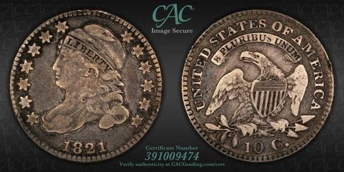 1821-P Capped Bust Dime — photo from another recent sale