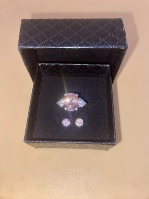 Stauer Pink DiamondAura Apology Ring & Earring Set