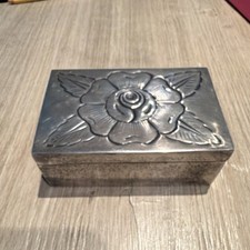 Vtg Maciel Mexican Sterling Silver Jewelry Trinket Box Embossed Rose 925 Mexico