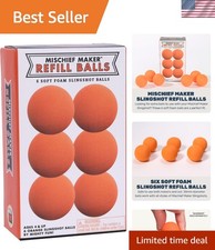 Mischief Maker Slingshot Foam Balls - 6 Soft EVA Replacement Balls for Kids