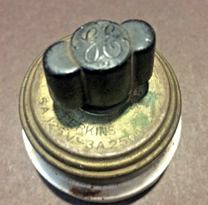 Vintage  Perkins Rotary Light Wall Switch Brass & Porcelain  2 " dia, on/off