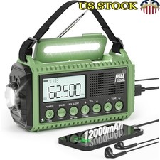 NOAA Weather Radio 12000mAh Solar Hand Crank Emergency Radio W/ Flashlight New