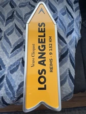 Veuve Clicquot Champagne Los Angeles LA Tin Arrow Sign Reims France Yellow