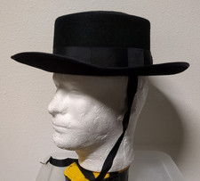 Vintage Clasico Andaluz Alta Calidad Black Wool Western/Bolero Hat Small 55