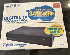 New Apex Digital DT502 TV Converter Box Analog Pass Through With Remote NIB