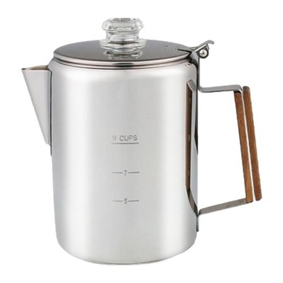 9 Cup Coffee Pots with Scale Large Capacity Stainless Steel Camp Percolator