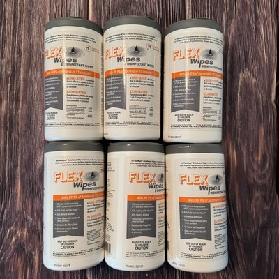 Flex Wipes Disinfectant Wipes 6 Canisters each with 75 Wipes Sealed Box