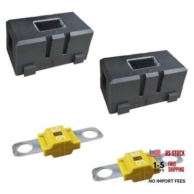 2PCS AMI/Midi Fuse Holders with Fuses, High Current Fuse Holder with Cover, 60A