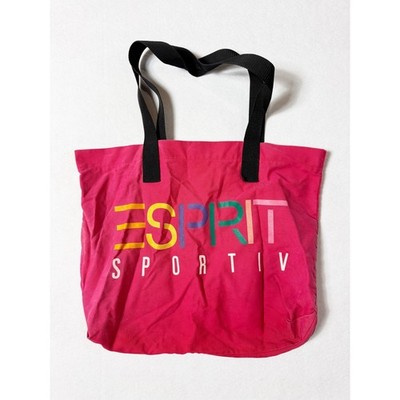 Vintage Y2K Esprit Sportiv Pink Canvas Tote Bag Logo Retro 2000s