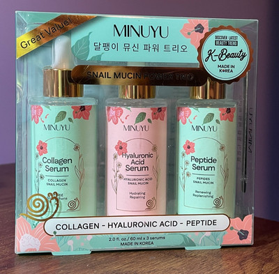 MINUYU SNAIL MUCIN POWER TRIO FACE SERUM COLLAGEN, HYALURONIC ACID, PEPTIDE
