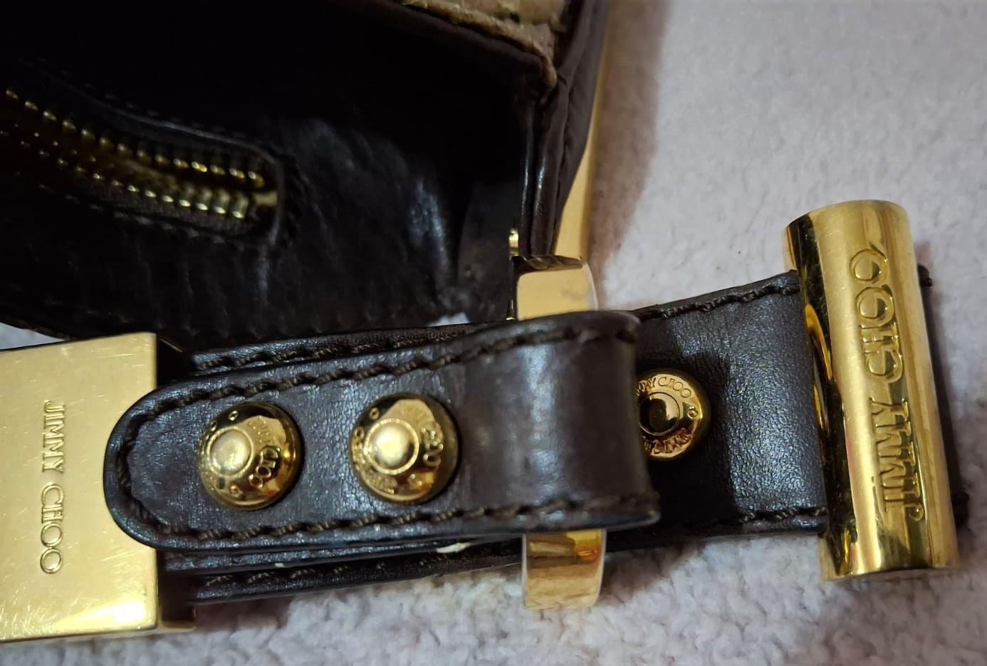 Jimmy Choo Gold-Multi Python with Brown leather t… - image 15