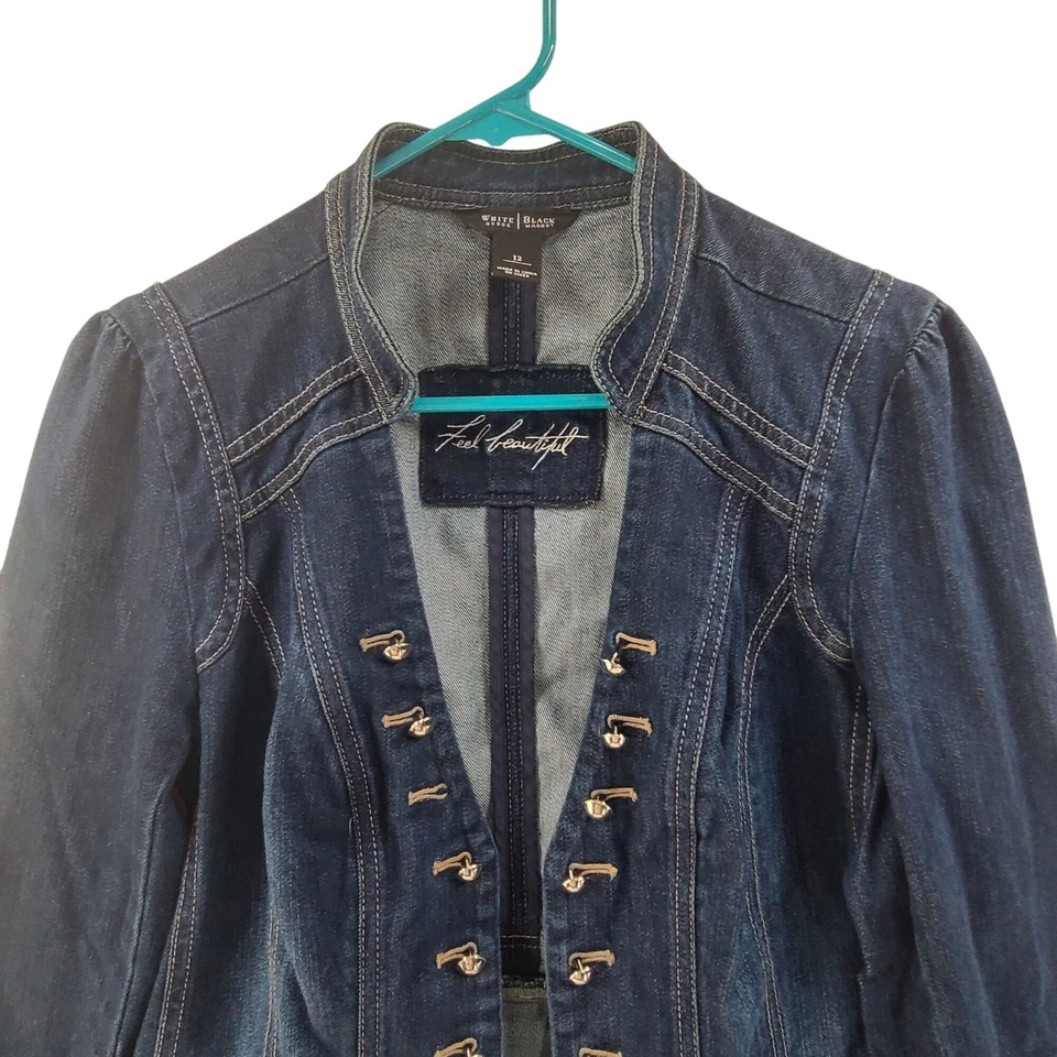 Chaqueta vaquera para mujer White House Black Market azul talla 12 ajustada clásica Foto 3 de 4