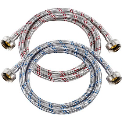 Yejesiy 4 Ft Washing Machine Hoses, Premium Stainless Steel Washer Hoses Burst P