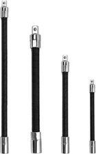 4-Piece Flexible Socket Extension Bar Set 1/2" 1/4" 3/8" Shaft Drive 12”10"... 