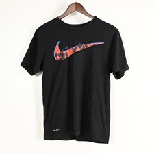 Nike Men  s L. Black w/Colorful Logo Dri Fit Short Sleeve Crew Neck T-Shirt