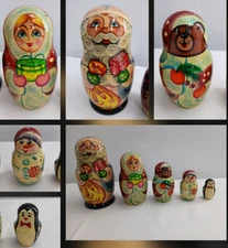 6" Santa Christmas nesting doll 5 in 1 Matryoshka Handmade Krasnov