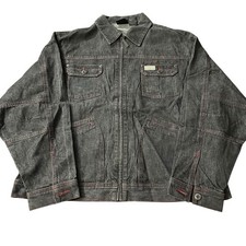 Vintage Rocawear Denim Jacket Men Size 2XL Black Jean Embroidered Y2K Streetwear