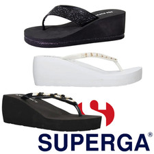 Infradito DONNA ZEPPA 6cm gomma nero bianco SUPERGA mare piscina sandali strass
