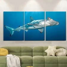 3pcs Hammerhead Shark New d Wall Art Canvas Framed 50x70cm