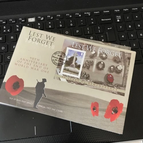 ISLE OF MAN 2008 FDC FIRST DAY COVER Lest We Forget 90 Years Remembrance U/A M/S