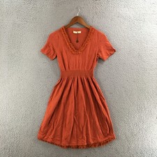 Isabella Sinclair Sweater Dress Womens S Orange Short Sleeve V-Neck Casual Knit