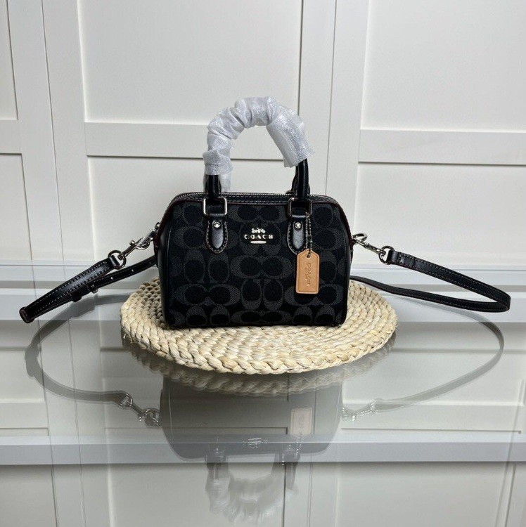 COACH Mini Rowan Crossbody Bag Signature Denim Black CO963 outlet