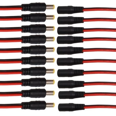 FBHDZVV 10Pairs DC Power Cable 12V 5A Plugs Male and Female Jack Barrel 10pairs