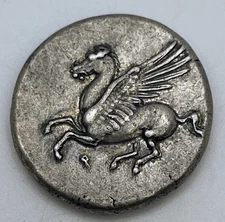 375-300 BC Corinthia Corinth AR Stater Pegasos Athena Helmeted Eagle Behind X...