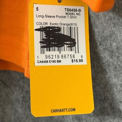 Carhartt Kids Exotic Orange Long Sleeve Pocket T-Shirt TS6458-B