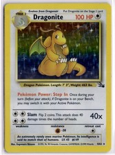 Dragonite 4/62 Rare Fossil Pokemon Unlimited Holo Moderately Played