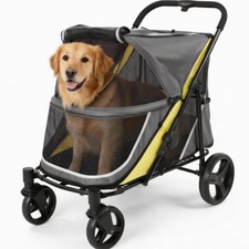 All-Terrain Dog Stroller, Foldable, 130 lbs Capacity, Dual Entry, One-Foot Brake