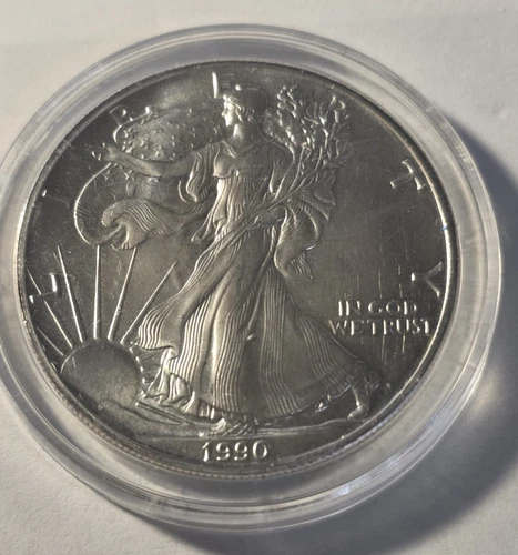 1990 Silver Eagle $1 Dollar 1oz Uncirculated .999 -In Capsule.