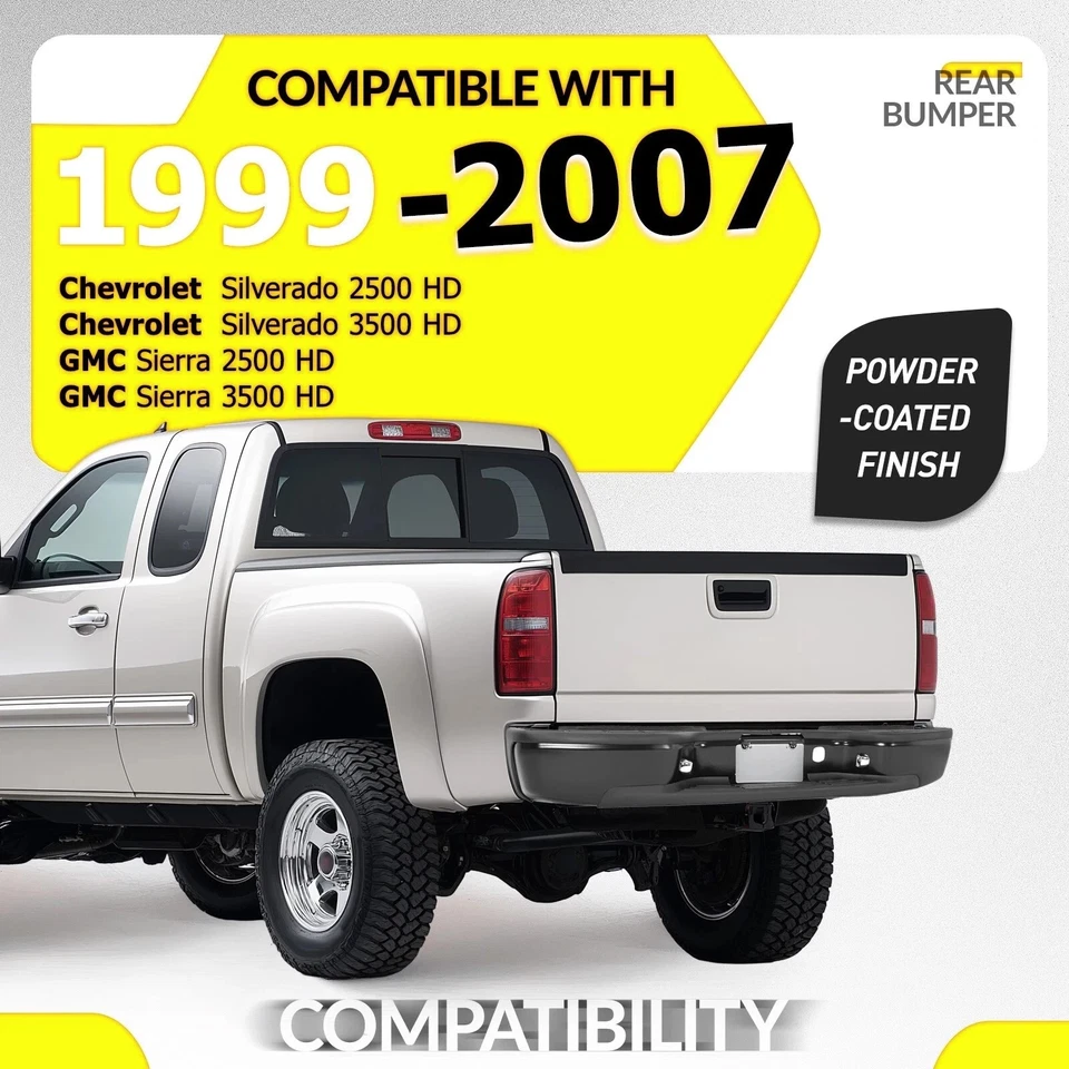 For Chevrolet Silverado GMC Sierra 2500HD/3500HD 1999-2007 Rear Bumper Assembly - Image 2 of 4