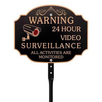 Video Surveillance Sign, Aluminum 11.6x9 Inch Security Sign with 35.8'' Metal ...