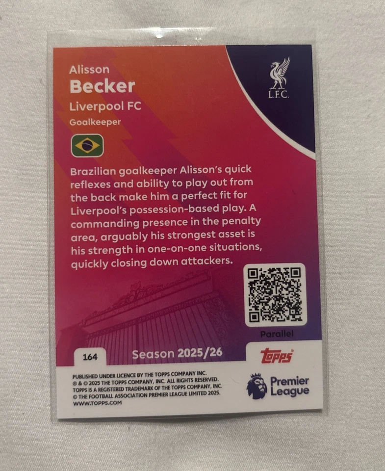 2026 TOPPS PREMIER LEAGUE ALISSON BECKER 5/5 - Image 4 of 4