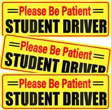 Student Driver Magnet - Please Be Patient, Magnetic Sign, 3Pcs Reflective Novice