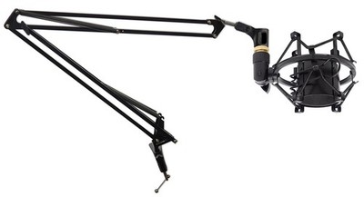 Rockville DMS40 Microphone Boom Arm Studio Podcast Mic Stand+Clamp+Shockmount