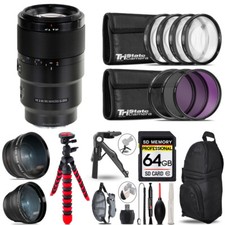 Sony FE 90mm f/2.8 Macro G OSS Lens - 3 Lens Kit Tripod Backpack -64GB Kit