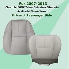 Chevy Silverado Tahoe For 2007-2014 Passenger Leather Seat Cover Bottom-Top Gray