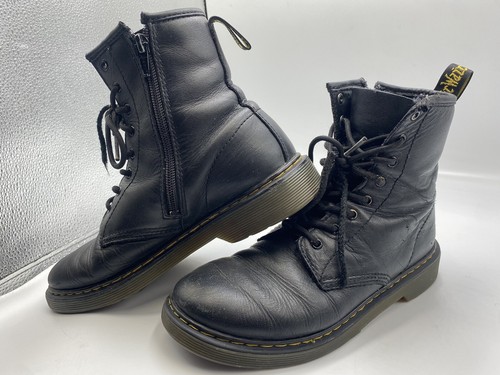 Dr. Doc Martens 1460 Y Herren 5 Damen 6 Schnürstiefel 8 Ösen schwarz weiches Leder gebraucht