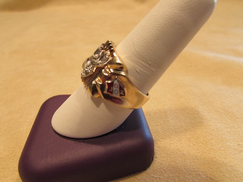 Anillo de oro amarillo y blanco de 10kt vintage Moose para caballero - Imagen 7 de 10