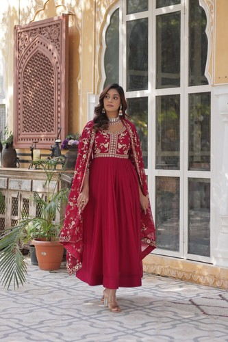 BOLLYWOOD GOWN DESIGNER READYMADE WEDDING ANARKAL INDIAN SUIT LONG ANARKALI - Picture 10 of 26