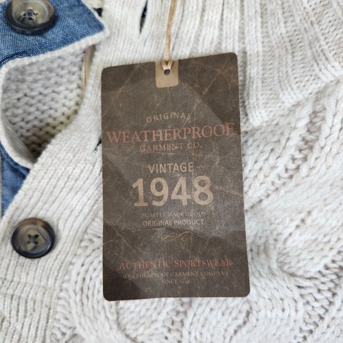 Weatherproof Vintage 1948 Cable Knit Henley Sweater Cream Button Pullover XXL - Picture 3 of 8