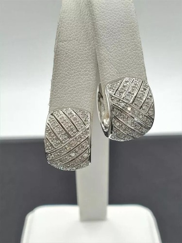 14K White Gold Plated Round Cut Simulated Diamond Women's Hoop Clip On Earring