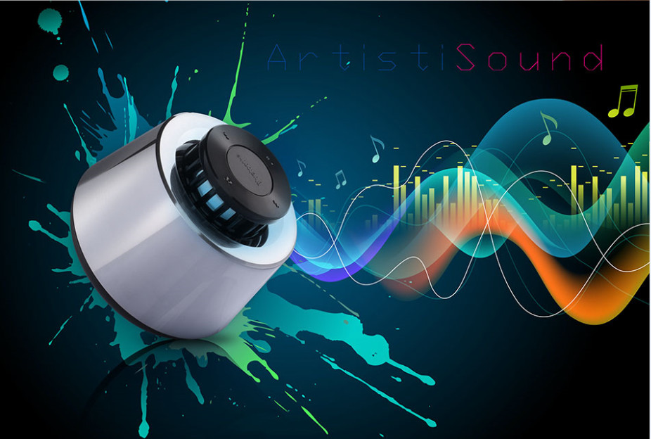 Mini enceinte Bluetooth design spatial argenté - Modèle Astro Sound