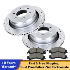 Rear Slotted Brakes and Rotors Discs Brake Ceramic Pads Kit for 10-11 Ford F-150
